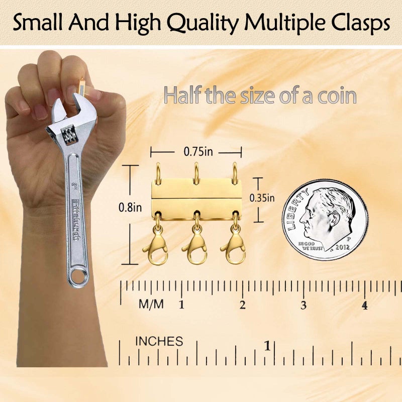 Qulltk مشبك قلادة Qulltk بطبقات من المجوهرات فاصل من الذهب والفضة عيار 18 قيراط للقلائد والسلاسل القابلة للتكديس - Image 3